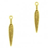 Metal charm Feather 28x5mm Gold